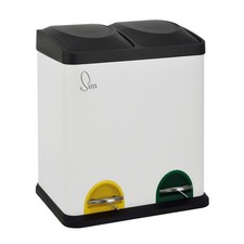 B-Ware SVITA TC2X15 Mülleimer 30L 2x15 L Tret-Eimer Müll-Trennung Stahl Weiß