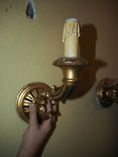 Zwei Gips -Wandlampen gold bemalt - Kerzenoptik - Antikoptik - Spiegelumfassung