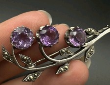 Antike Amethyst Blumen Brosche