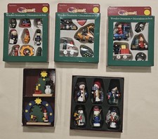 5x Weihnachts Holz Figuren Set