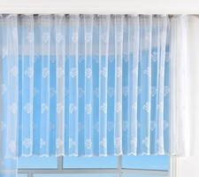 Jacquard Bogenstore Gardine Kräuselband Blumenmuster Barock, 145x450 (HxB)