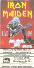 Iron Maiden   In Concert 1993 Würzburg  Ticket / Konzertkarte / Eintrittskarte