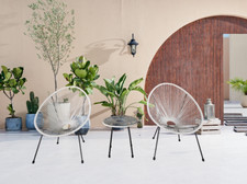 Bistro Set 3tlg. Rattan Weiß