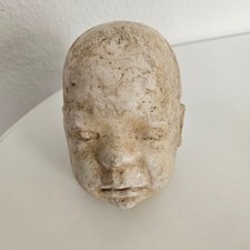 Wandmaske Kinderkopf Gips Skulptur