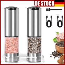 2 Profi Pfeffermühle Elektrische Salz und Pfeffermühle USB Aufladbar Gewürzmühle