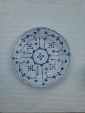 Porzellan Indisch blau/Strohblume, Teller flach, 20 cm, gewellter Rand