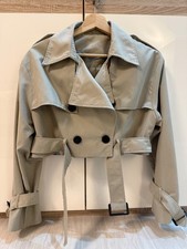 Cropped Trench Jacket in Beige