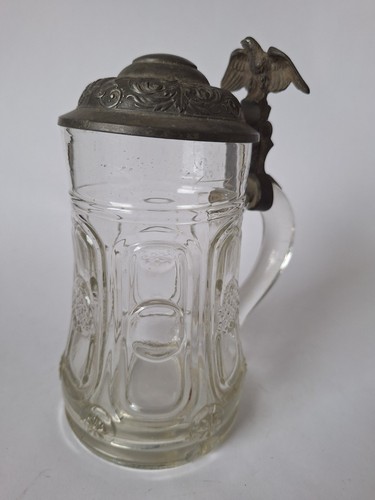 Bierkrug mit zinndeckel adler - zinndeckel,