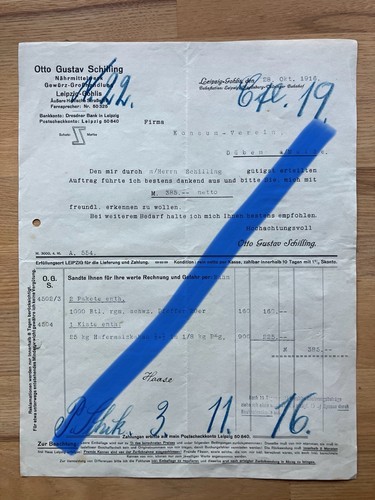 Leipzig rechnung 1916 - rechnung, 1916,