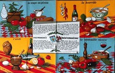 Vintage MEDITERRANE KÜCHE Gastronomie Mediterraneenne REZEPT 60er TEETUCH