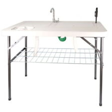 Klappbarer Filetiertisch, Camping Spüle mit 2 Spülbecken und Sprühdüse