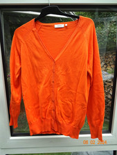 Weste Damen in orange Gr. L von C&A V-Ausschnitt durchgeknöpft Baumwolle/Nylon