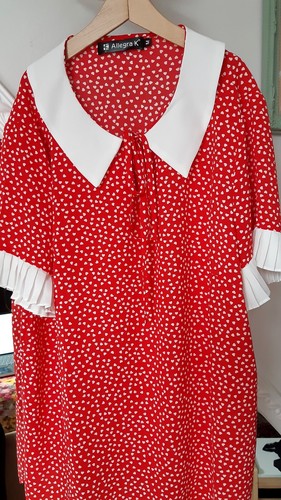 Damen bluse rot weisse punkte - rot,
