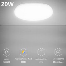 20W LED Deckenleuchte E27 Rund