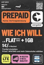 9 Cent Congstar Prepaid Handy Sim Karte✔10 € Guthaben✔T-Mobile Telekom D1 Netz ✔