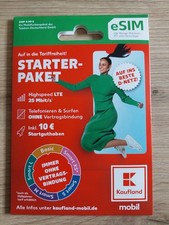 Kaufland Mobil Starterpaket eSIM mit 10 Euro Startguthaben Neu und ungeöffnet
