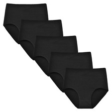 Damen Slips Stretch Taillenslip Schlüpfer Unterhose Baumwolle Schwarz 5er Pack