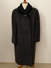 Mohair Mantel mit Persianer Kragen, Anthrazit Schwarz, Größe 40, Luxus