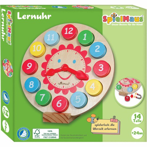 Spielmaus holz lernuhr - holz,