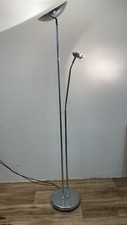 Stehlampe mit 2 Lampen Fluter Halogen und Dimmbar Silber