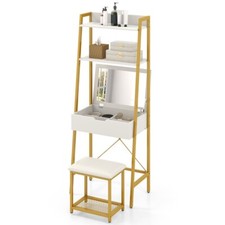 Costway 2 Regal Golden Vanity Frisiertisch Set mit Flip-Top-Spiegel
