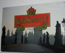 Krusovice Blechschild 1891 Brauerei Böhmen Beer Pivo Bière Brücke Tschechien