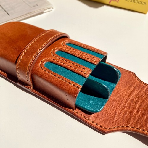 Leder stiftetui für drei - leder-stiftetui,