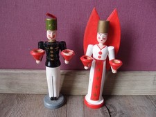 alter Engel u. Bergmann Erzgebirge Lichterfiguren Weihnachten 18 u. 20 cm