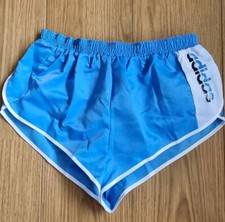 adidas vintage sprinter glanz Nylon shorts gr. 5 hellblau. Neu Shiny Shorts