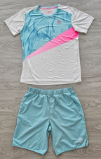 BIDI BADU Tennis Outfit "Jarol Tech"  T-Shirt + Shorts Gr. L - weiß türkis *TOP*