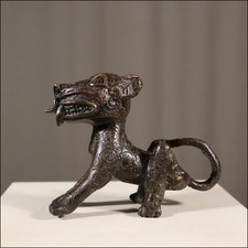 82550) Kleiner Bronze Leopard Kamerun Afrika AFRIKANISCHE KUNST
