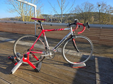 Bianchi Rennrad Silber rot carbon inkl Trainer