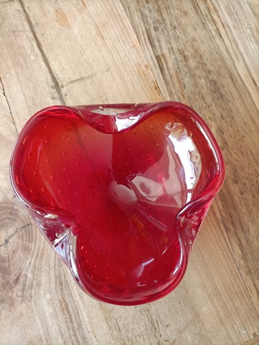 Aschenbecher rot murano 70er - aschenbecher,