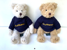2x Lufthansa Russ Teddybären Kuscheltier/Plüschtier 18 cm I Vintage