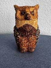 Schöne Eule DEKOEULE NATUR HOLZFIGUR Handarbeit Owl stehend 15 cm hoch