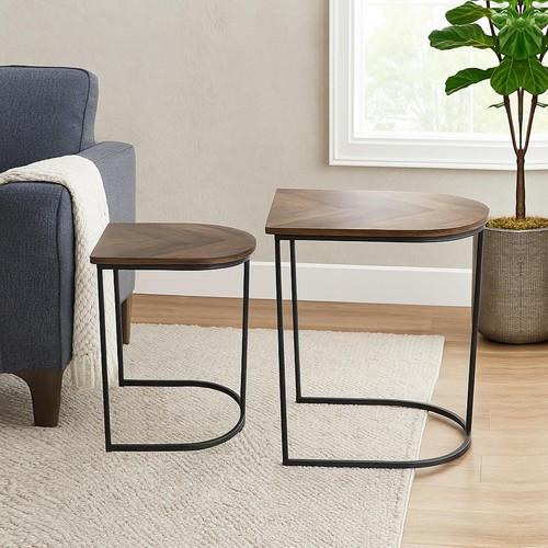 2er set couchtisch metall holz - set,