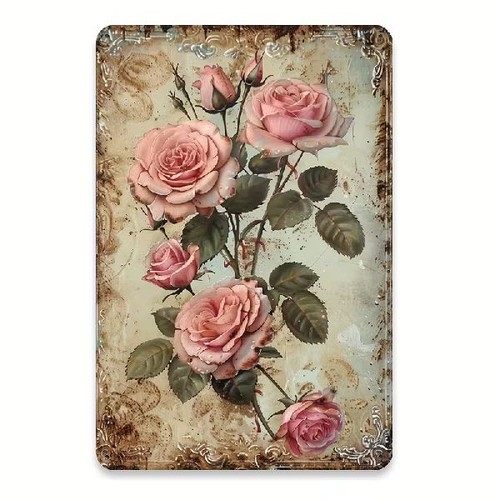 Blechschild rosa rosen - rosa,