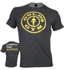 Golds Gym Stronger Than YESTERDAY Dark Grey Bodybuilding T-Shirt Größe S-XXL