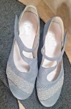 Damen RIEKER   Antistress / Gr. 39   / Petrol / Klettverschluß / Pumps