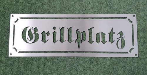Grillplatz edelstahl schild - va,