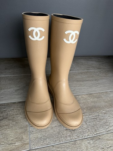 Chanel rain boots - chanel, beige
