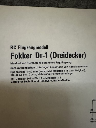 Bauplan fokker 1 - bauplan,