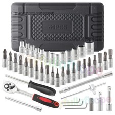 46 Tlg 1/4" Steckschlüssel Satz Nusssätze Knarrenkasten Ratschenkasten Nüsse DE