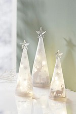 LED-Glaskegel "Winterwald", 3er-Set LED Deko Weihnachtsdeko Advent Dekoration