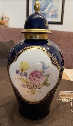 Deckelvase vase echt cobalt - deckelvase,