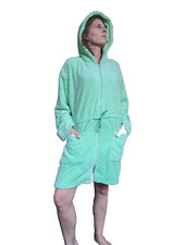 WeWO FASHION Kurzer Bademantel Morgenmatel Saunajacke Kaputze XL/42 MIntgrün