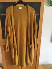 Lange Strickjacke in senfgelb