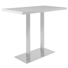 Bartisch QUADRATO - weiß - Edelstahl - Doppelsäule Bartisch Theke