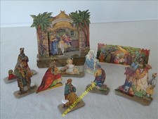 Konvolut  alte Papp-Krippe zum Aufstellen, ca. 30 x 29 cm, 5D250-1