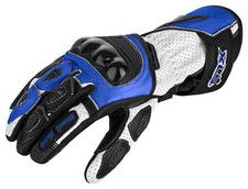 Motorradhandschuhe hochwertig von XLS Lederhandschuhe blau weiß Gr. S bis 3XL